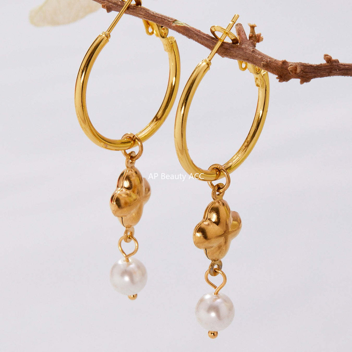 B廠-銅材質仿珍珠吊墜耳環歐美新款INS小眾設計百搭耳飾不掉色「F610」25.10-5