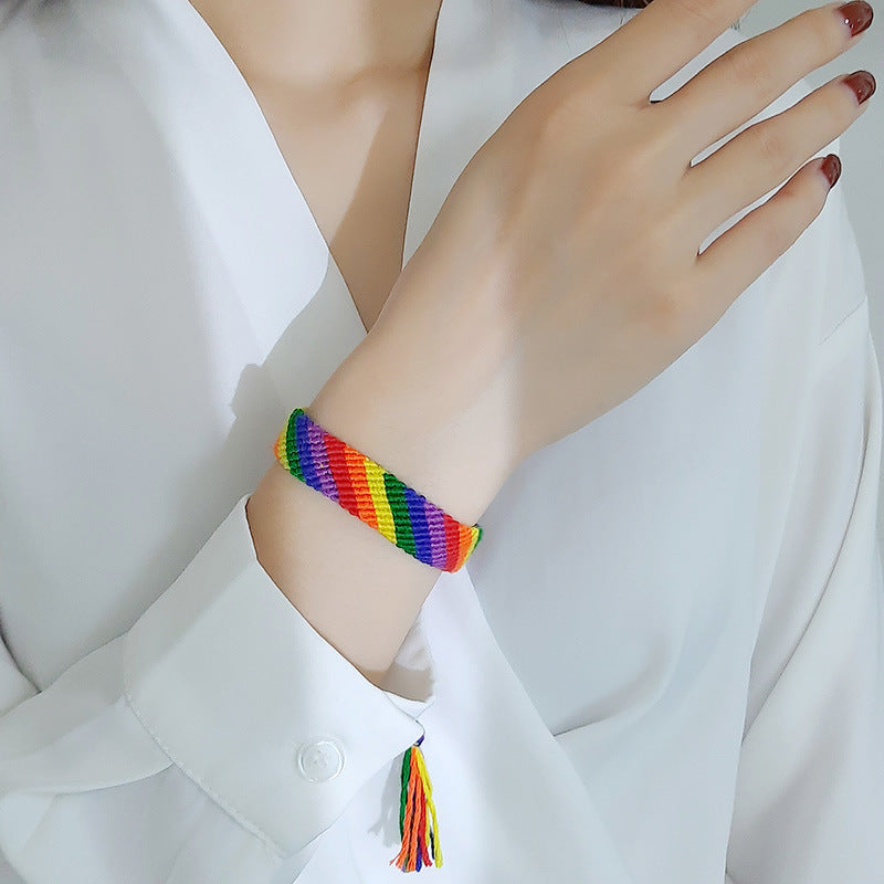 G廠-手工編織手繩  打結手鍊友誼彩色繩編織可調節「PB-043」25.05-2