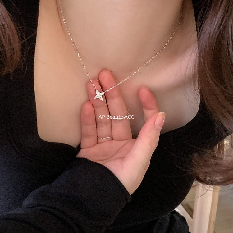 C廠-閃鑽星星純銀項鍊ins小眾設計輕奢高級感氣質鎖骨鏈簡約百搭頸鏈「XL-1229」25.11-1