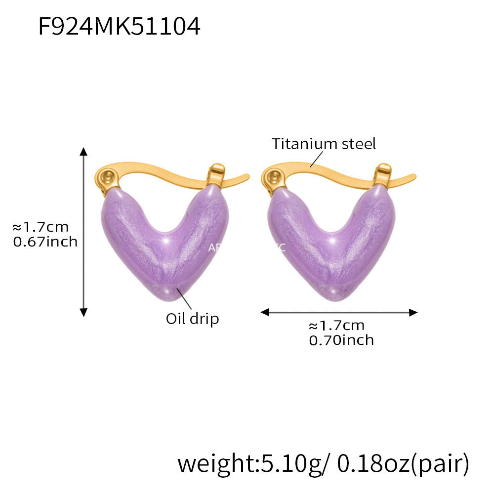 B廠-ins跨境熱銷款不對稱滴油愛心耳環輕奢高質感耳扣鍍18k真金「F924」25.11-2