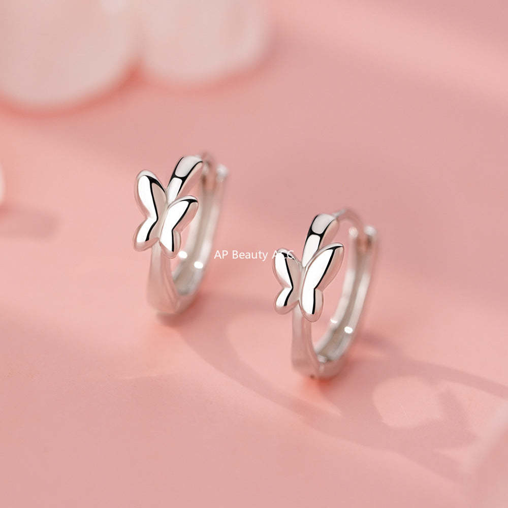 D廠-純銀S925甜美蝴蝶耳扣女時尚精緻百搭設計高級感優雅森系耳飾「YC9500E」25.12-3