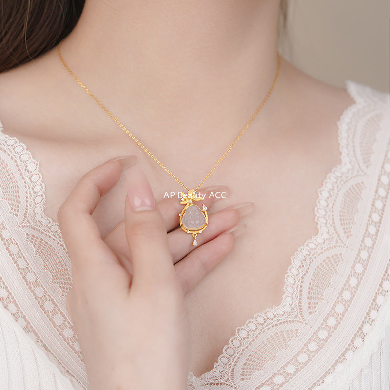 D廠-S925純銀佛公納福項鍊輕奢新中式宮廷風精美秋冬款貴氣鎖骨鏈「YC0953N_1」25.11-2