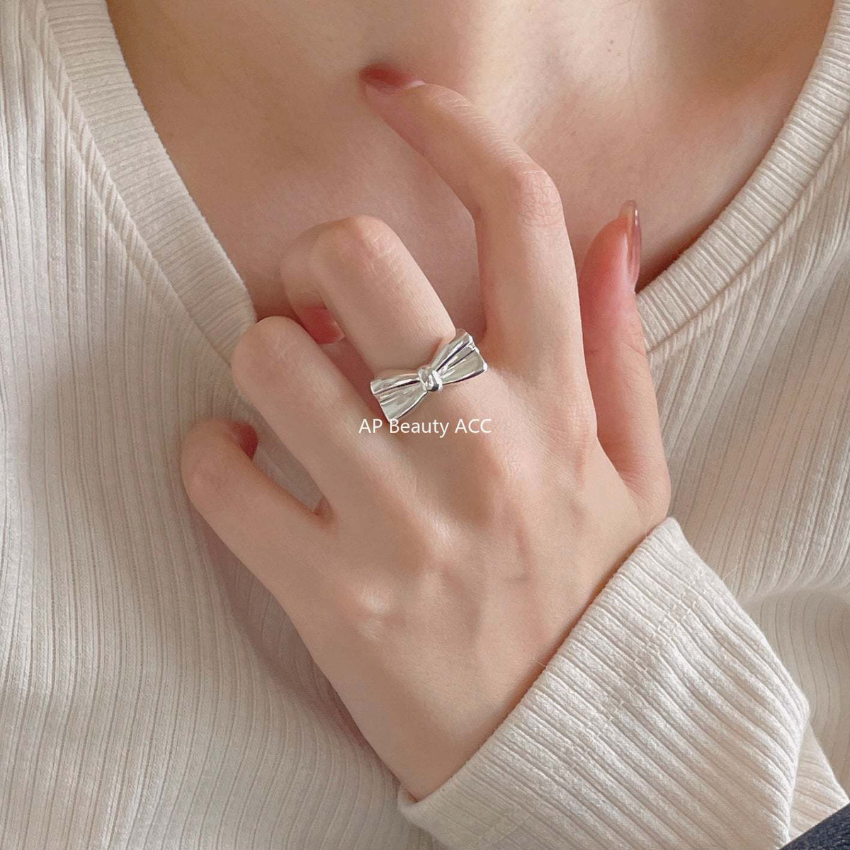 F廠-韓國 韓版飾品925純銀蝴蝶結戒指個性氣質小紅書INS戒指指「J1894」25.12-3