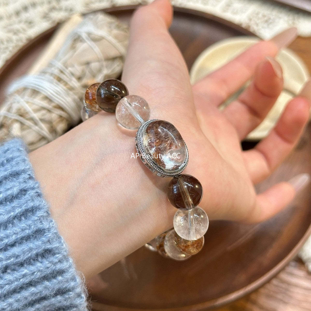 AS廠-天然白阿塞黑金超七黃虎眼串珠手鍊女魔盒手串秋冬高級感設計「l2987」25.11-3