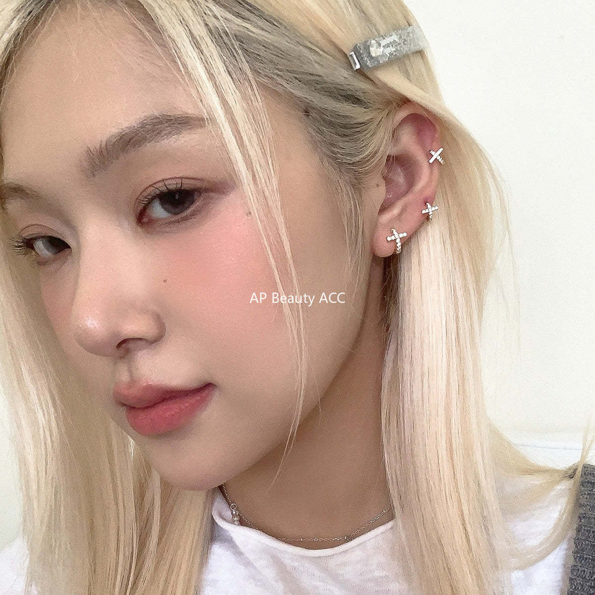 C廠-法式時尚鋯石耳環女輕奢百搭小眾設計十字架銀針耳扣秋冬氣質耳飾「EH-4259」25.11-3