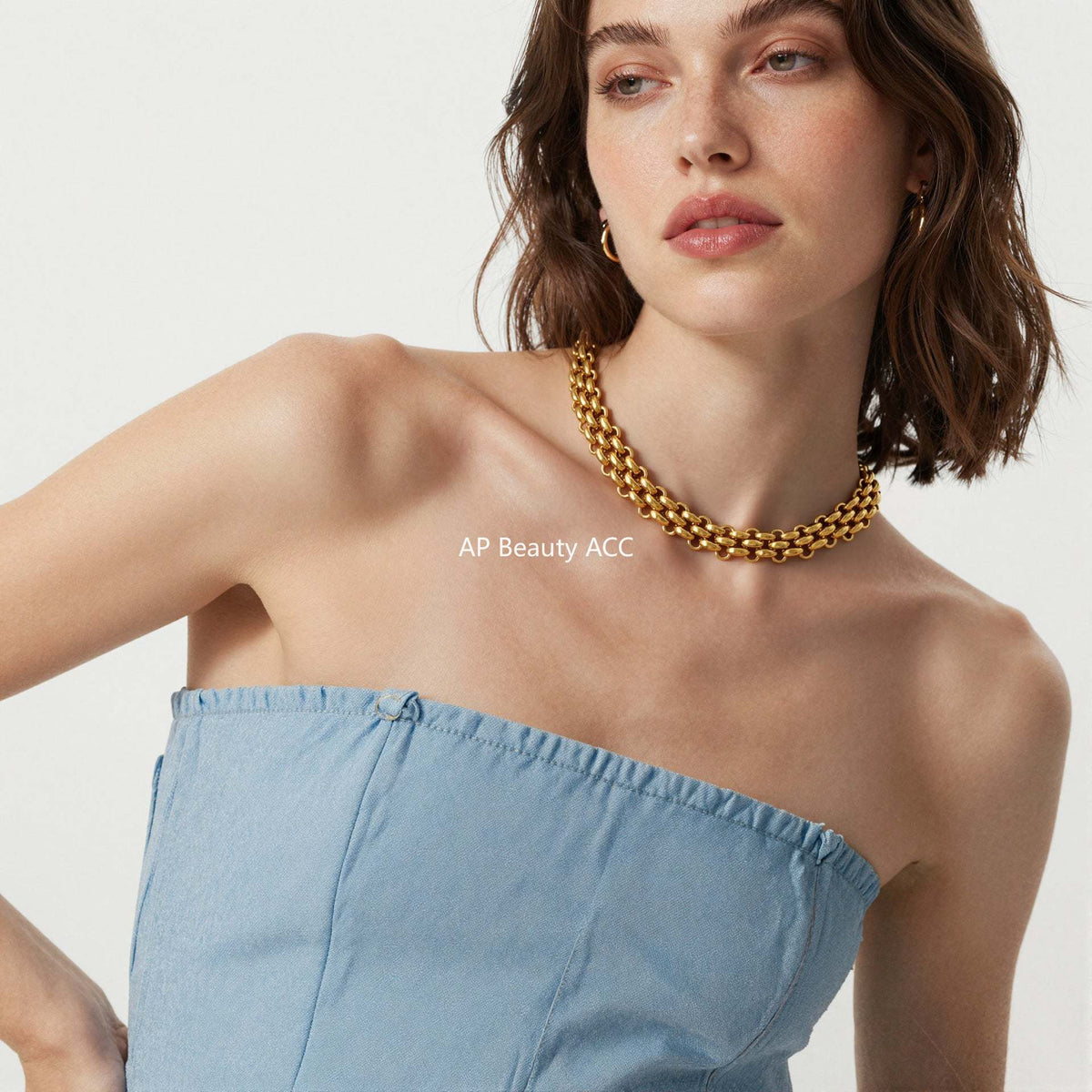 B廠-不鏽鋼OT扣純粗鏈條項鍊手鍊套裝歐美中性嘻哈誇張飾品鍍18k真金「P1441」25.12-2