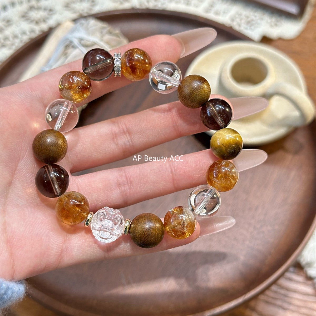 AS廠-天然黃塔晶黃虎眼手串女原創設計款小眾時尚白水晶吞金獸批髮「l2990」25.11-2