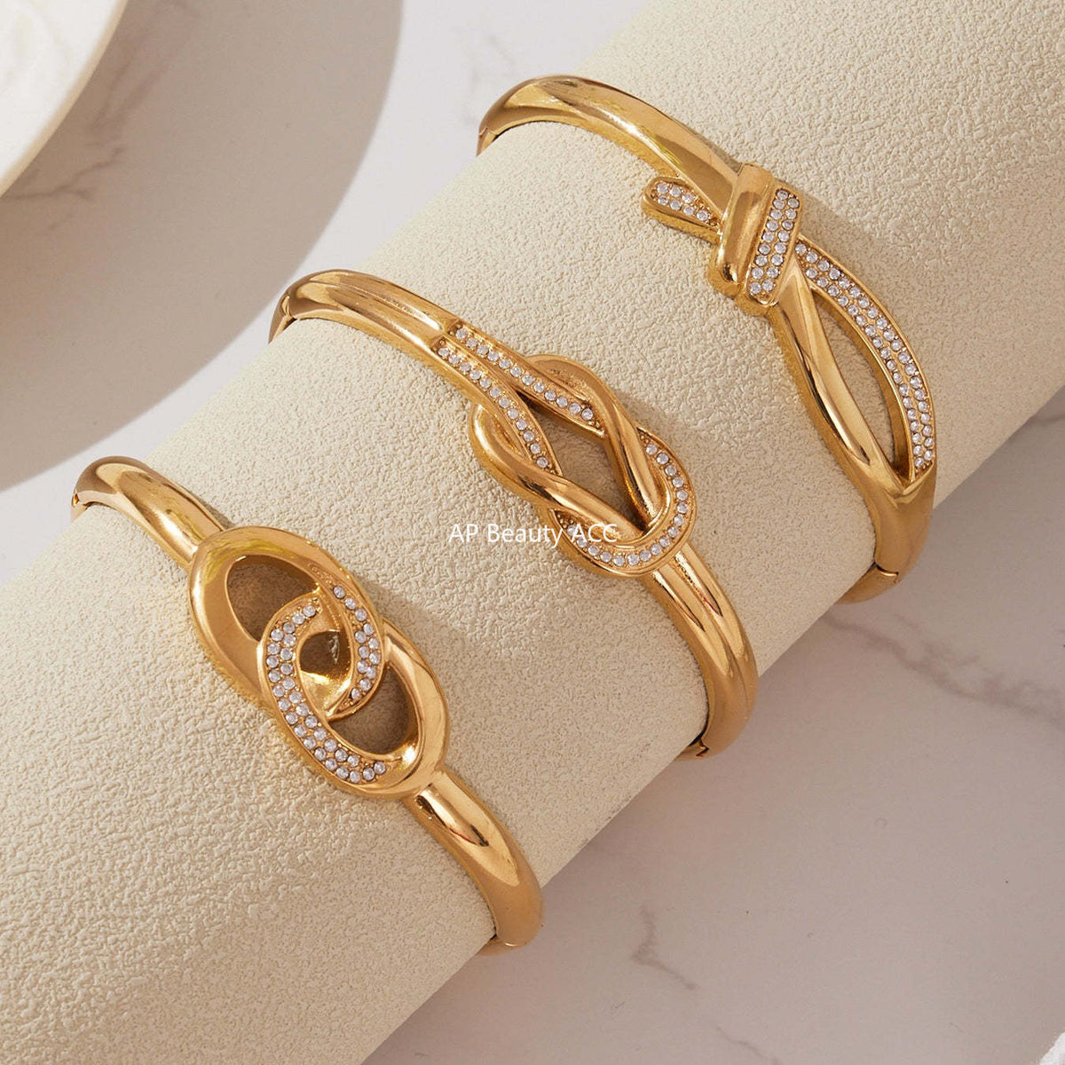 B廠-不鏽鋼滿鑽鋯石雙環卡扣手鐲歐美時尚簡約個性設計氣質手飾「Z509-Z510-Z511」25.10-5