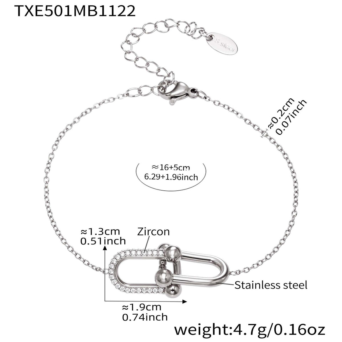 B廠-不鏽鋼馬蹄扣帶鑽飾品耳環戒指手鍊項鍊首飾套裝鍍18k真金不掉色「TXP501」25.11-4