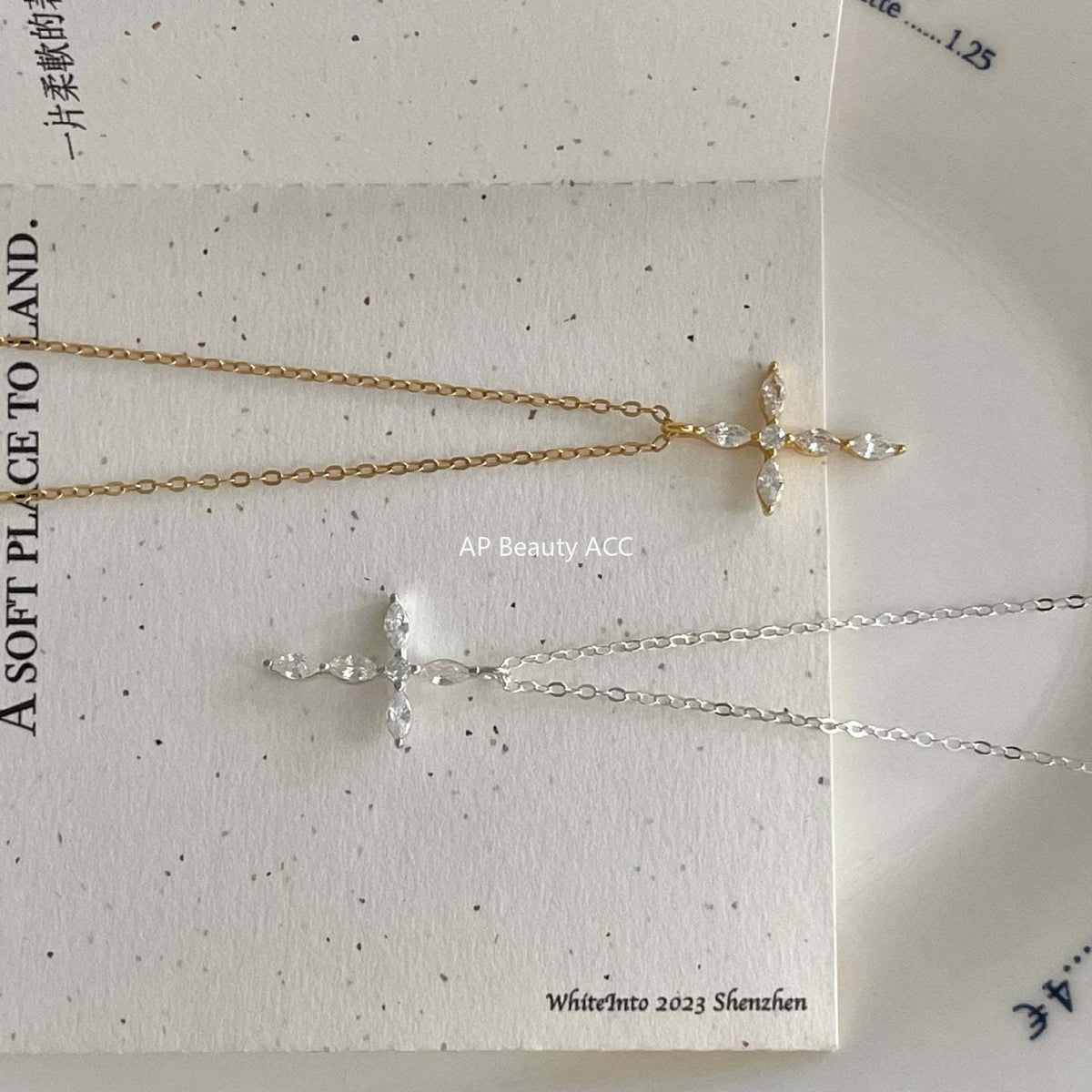 F廠-韓國韓版925純銀鋯石十字架項鍊簡約氣質ins小紅書項鍊「B1387」25.11-4