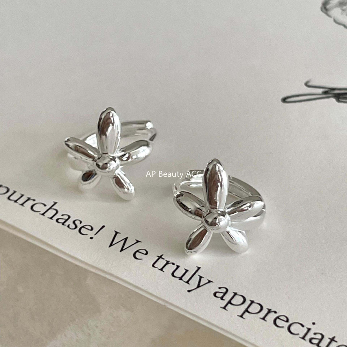 F廠-韓國韓版925純銀花朵耳扣耳環簡約氣質百搭ins風耳飾「C1413」25.11-3