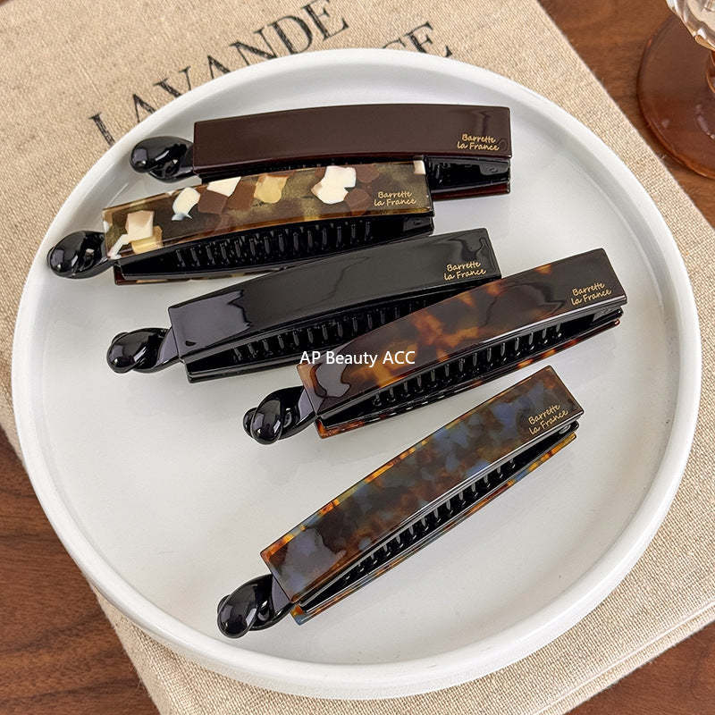 E廠-韓國France一字扭扭夾法式簡約氣質盤髮馬尾竪夾醋酸直條香蕉夾女「27640」25.11-1