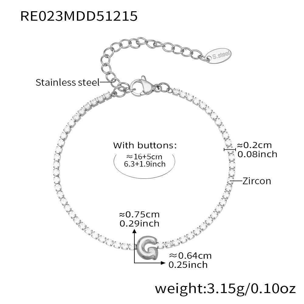 B廠-爆閃爪鑲鋯石26字母手鍊 不鏽鋼鍍18k真金時尚精緻氣質珠寶首飾女「RE023」25.12-3