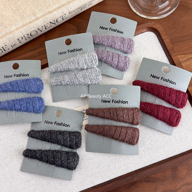 E廠-韓國ins秋冬彩色三角毛線bb夾髮夾可愛甜美瀏海夾側邊夾頭飾髮飾「27652」25.11-4