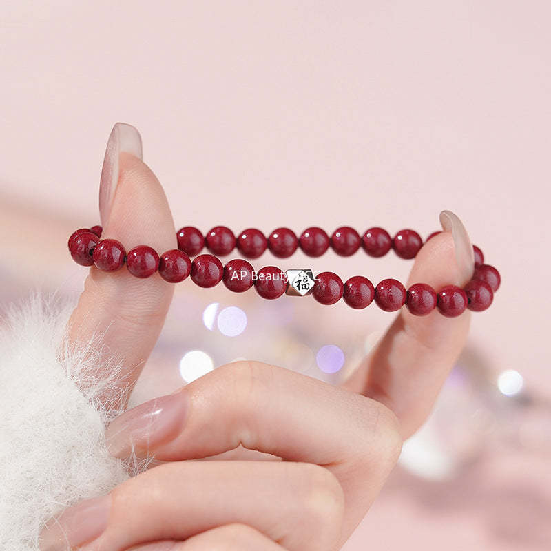 D廠-S925純銀福字硃砂手鍊國風福氣好運小眾個性創意新中式手鍊批發「YC4380SL_1」25.11-3