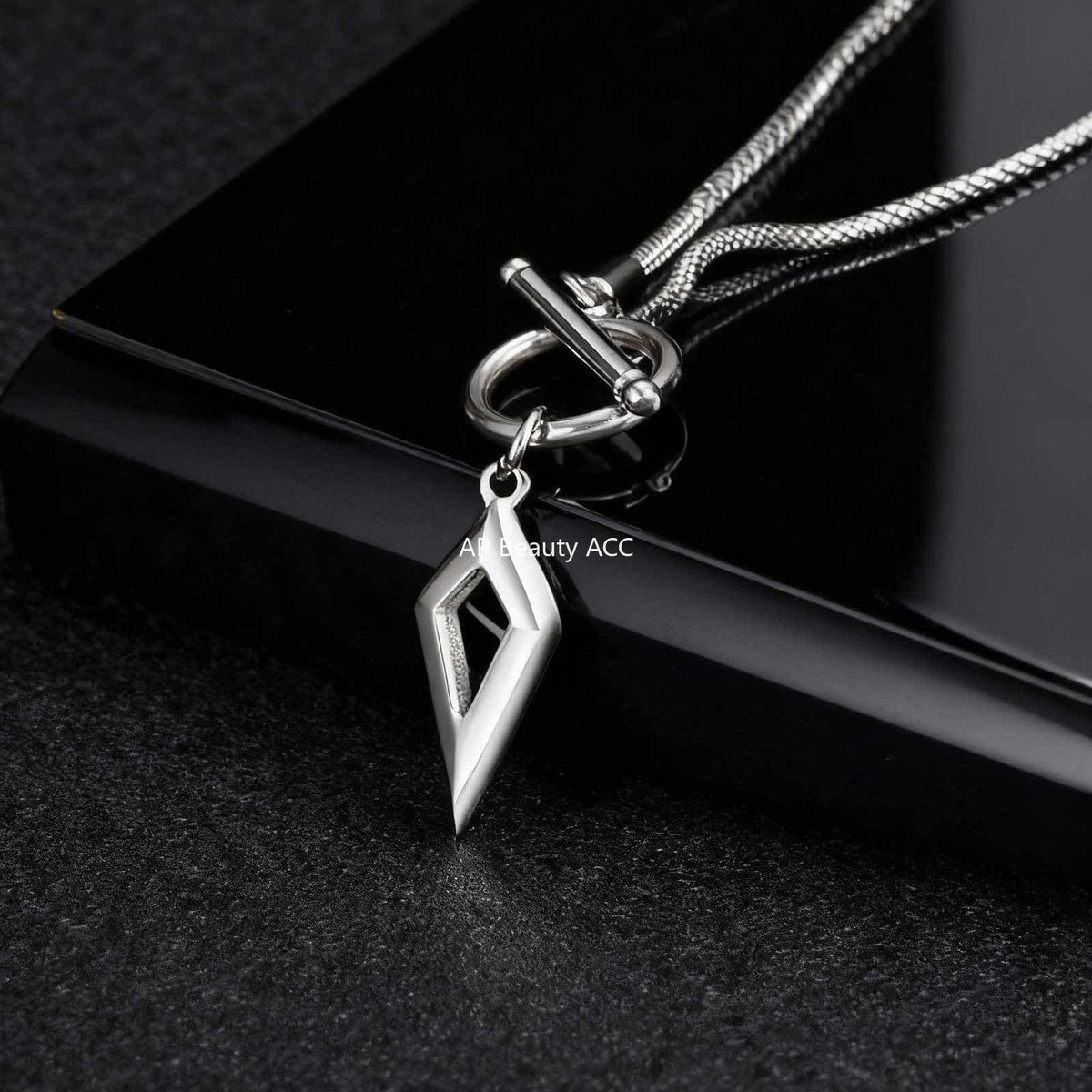 G廠-不鏽鋼圓蛇鏈OT扣四芒星極簡風吊墜職場人通勤必備項鍊鋼色「NC-237」25.12-2