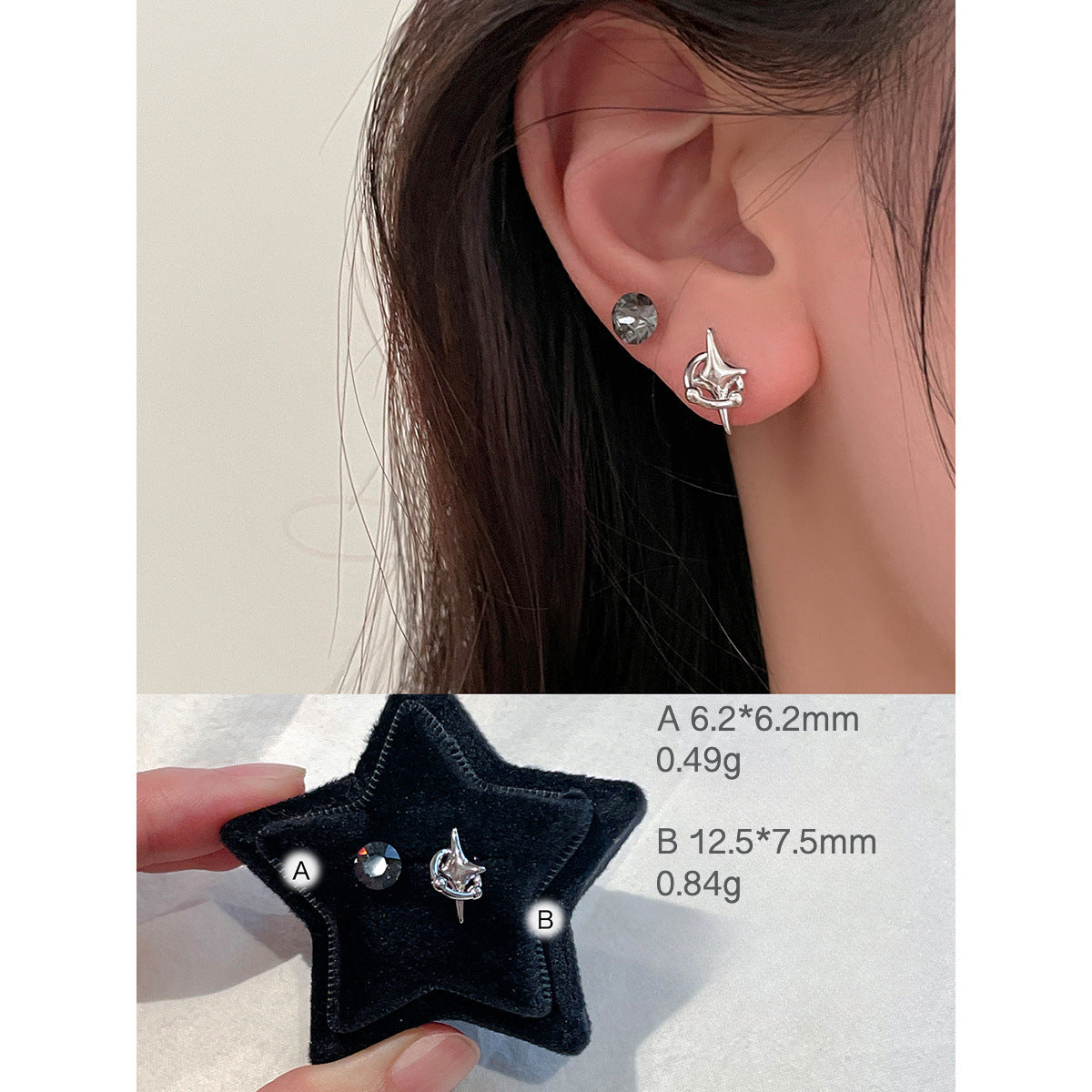 C廠-奢爆閃鋯石耳釘女甜美風蝴蝶結星球鈦鋼耳環精緻百搭氣質耳飾「EH-3766」25.05-5