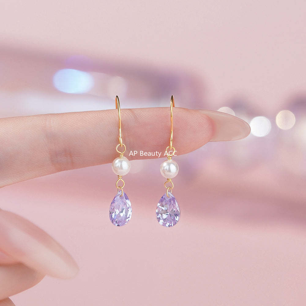 D廠-純銀S925鋯石珍珠耳鉤輕奢耳墜法式優雅貴女氣質復古精緻耳環「YC9337E_1」25.12-1