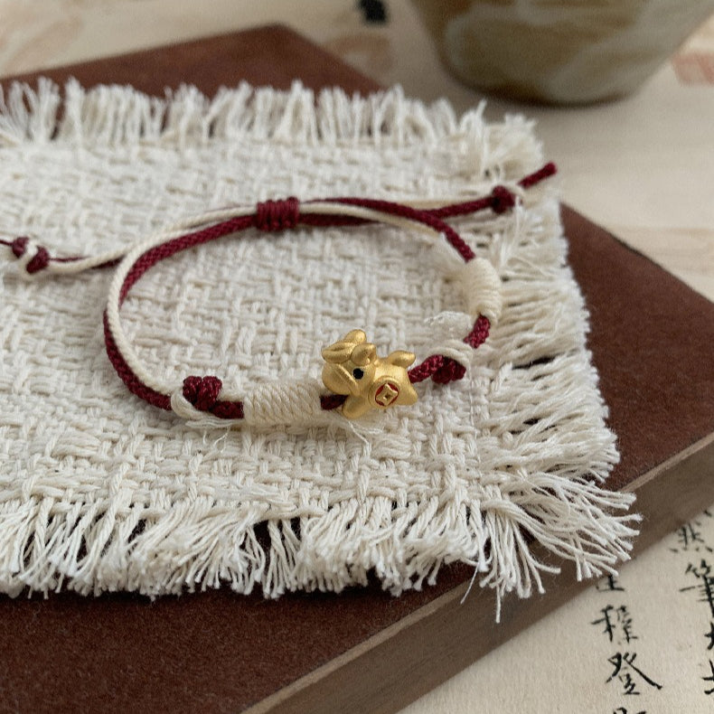 C廠-足銀999馬上有錢花  2026生肖馬 本命年紅繩手鍊錢幣琺瑯編繩手鍊「1631」25.12-3