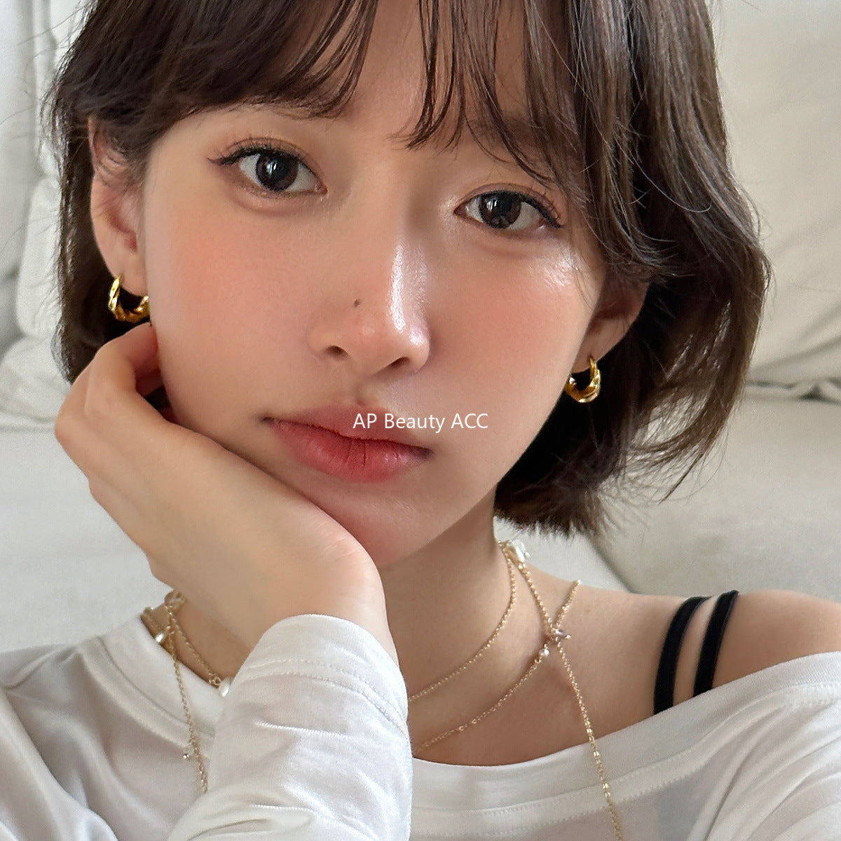 C廠-高級感簡約時尚扭曲素圈耳環女925銀針通勤百搭耳圈輕奢新款耳飾「EH-4024」25.10-2