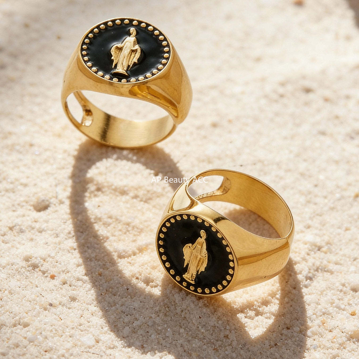 B廠-不鏽鋼側面開口女王滴油戒指琺瑯彩釉個性時尚設計手飾鍍18k真金「A676」25.12-3