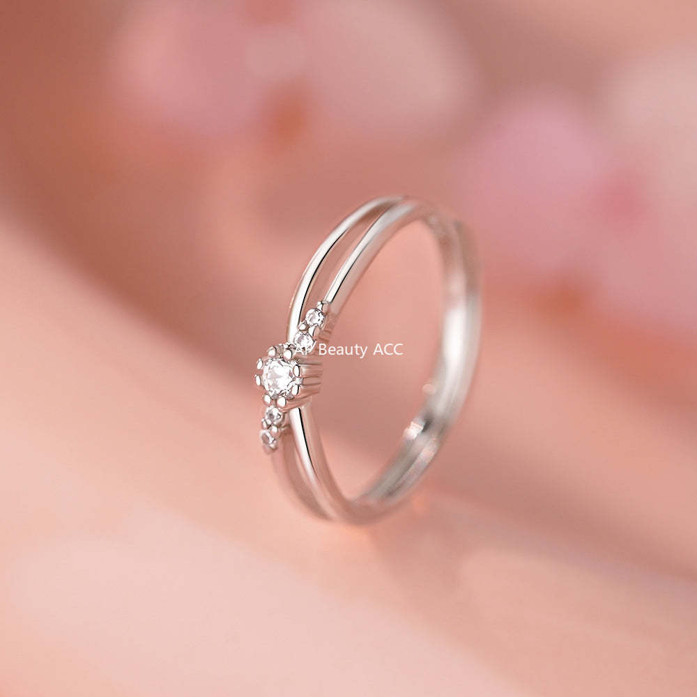 D廠-足銀S999莫比烏斯鋯石情侶對戒簡約設計獨特個性精緻高級戒指「YC3759R_1」25.12-2