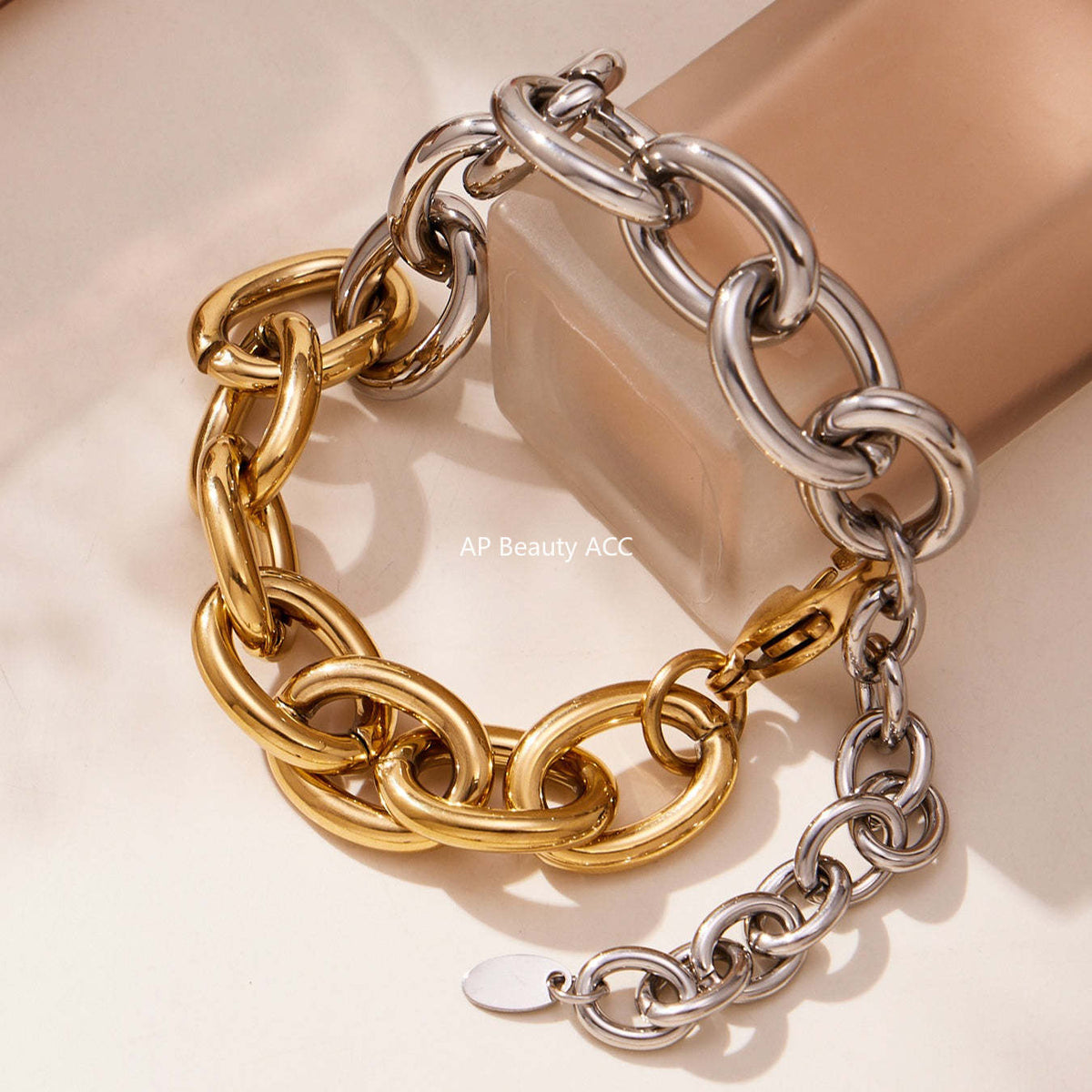 B廠-歐美嘻哈潮酷粗款O字鏈手鍊項鍊套裝不鏽鋼鍍18k真金不掉色「TXP465」25.11-3