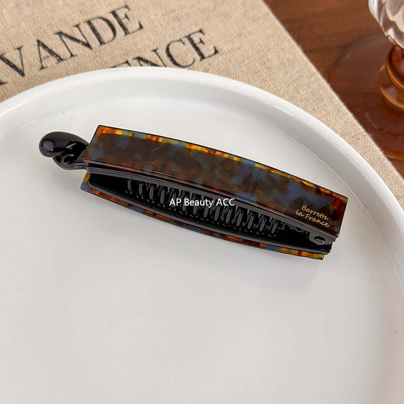 E廠-韓國France一字扭扭夾法式簡約氣質盤髮馬尾竪夾醋酸直條香蕉夾女「27640」25.11-1