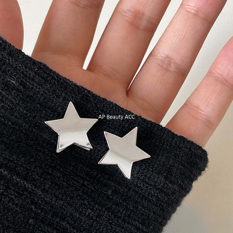 C廠-銀色立體五角星耳環女小眾設計耳飾輕奢高級感特漂亮巨好看耳環「EH-2399」25.12-3