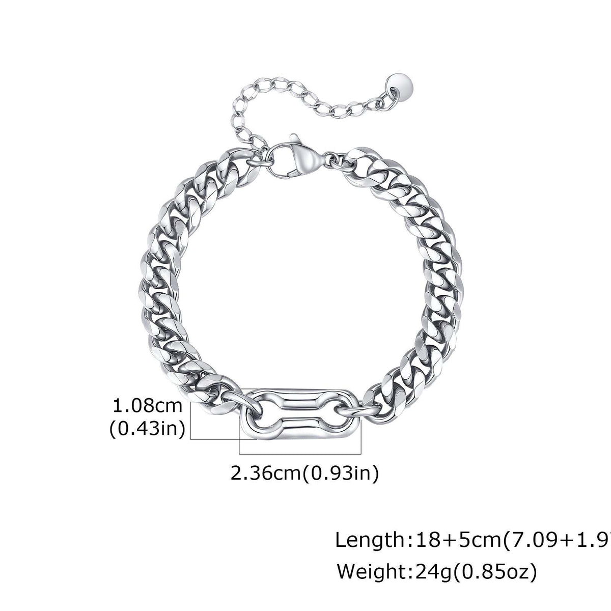 G廠-不鏽鋼小眾ins潮酷單身簡約男女 個性8字金屬古巴手鍊鋼色「BR-2632」25.12-1