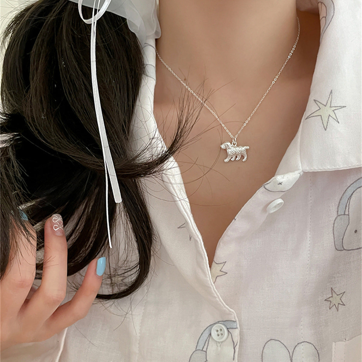 C廠-925純銀可愛小狗吊墜項鍊女韓版百搭ins小眾設計感高級新款鎖骨鏈「XL-1106」25.08-3