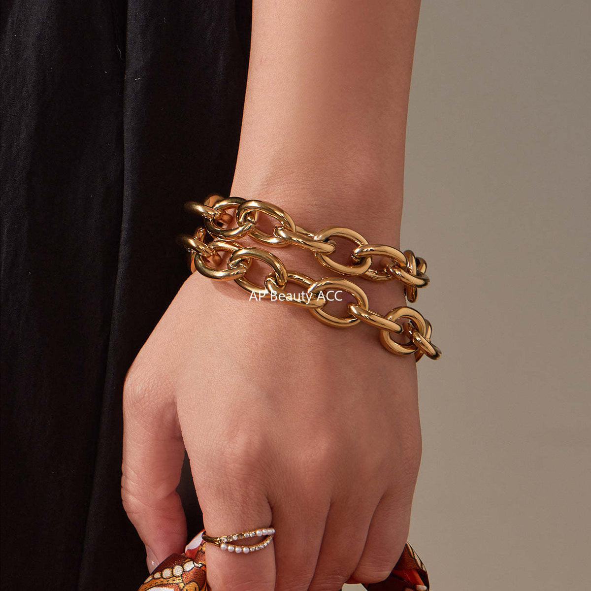 B廠-歐美嘻哈潮酷粗款O字鏈手鍊項鍊套裝不鏽鋼鍍18k真金不掉色「TXP465」25.11-3