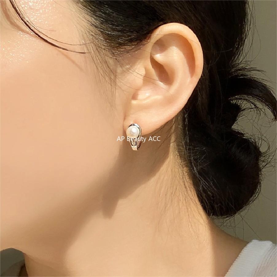 F廠-韓國韓版925純銀珍珠耳扣女簡約時尚ins風耳釘耳環「C1205」25.12-2