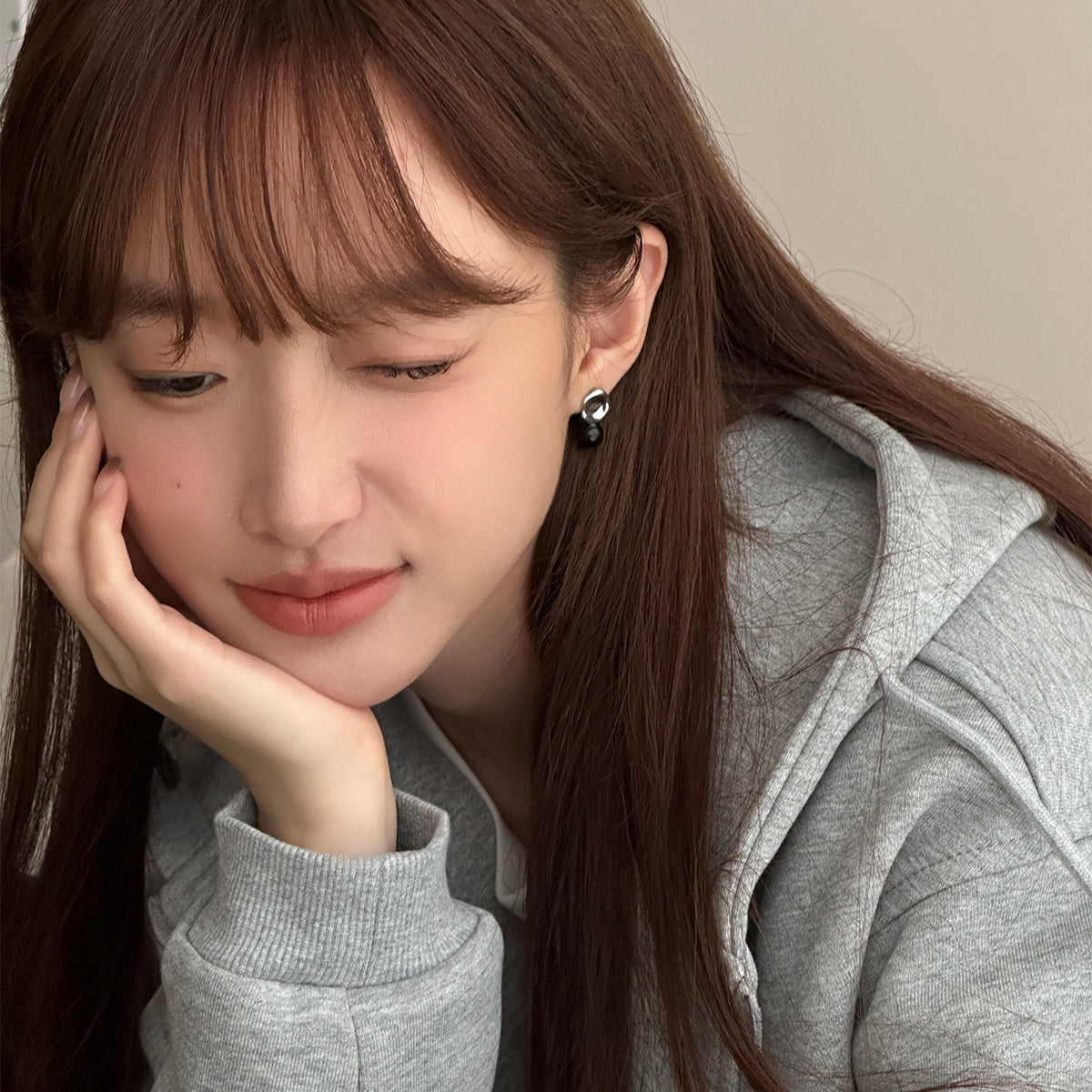 C廠-韓系簡約黑瑪麗吊墜耳夾女輕奢氣質高級感百搭個性耳飾小眾耳環「EJ-7」25.06-4