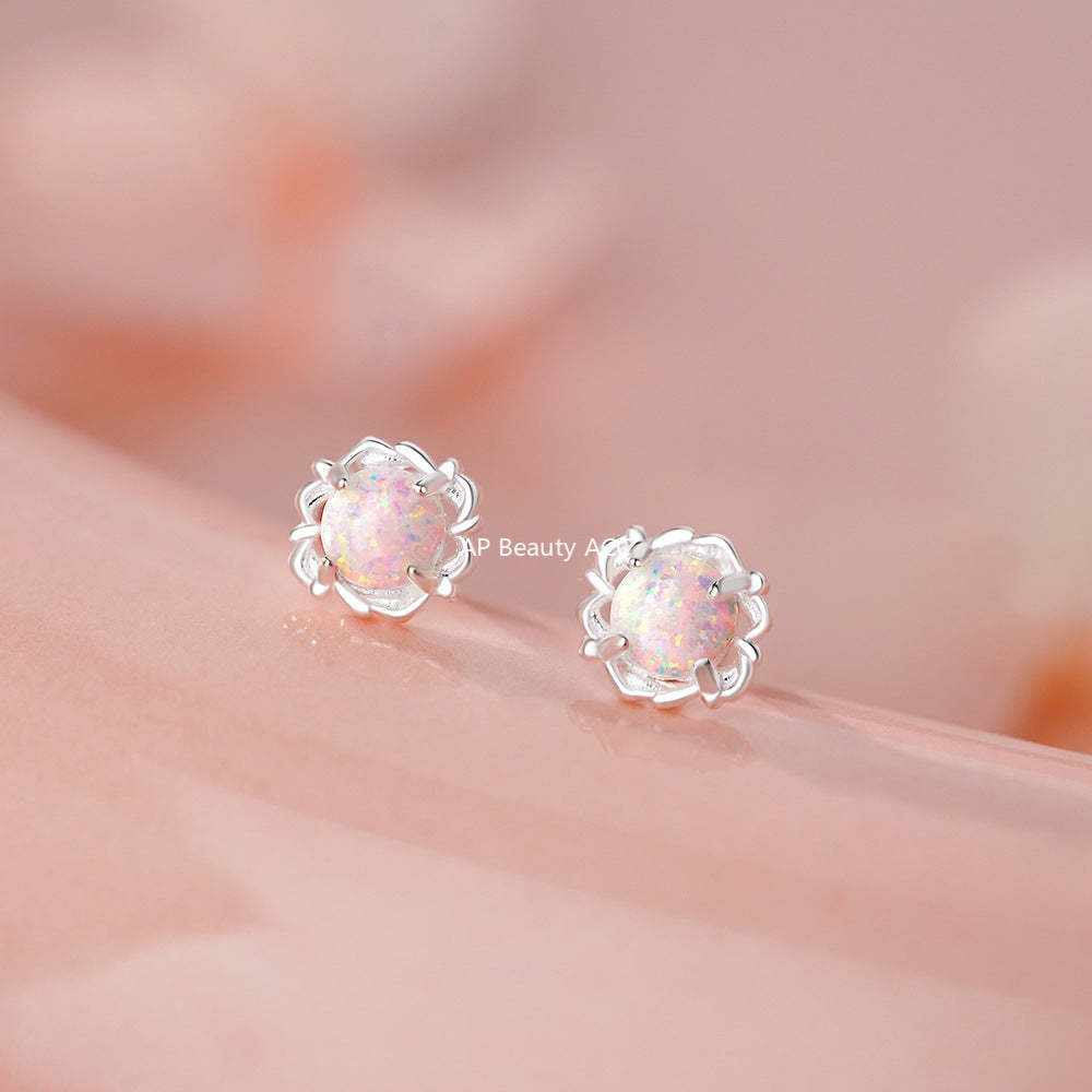 D廠-足銀S999幾何歐泊耳環女設計甜美輕奢冬季爆款簡約小眾耳飾批發「YC2656E_1」25.11-4