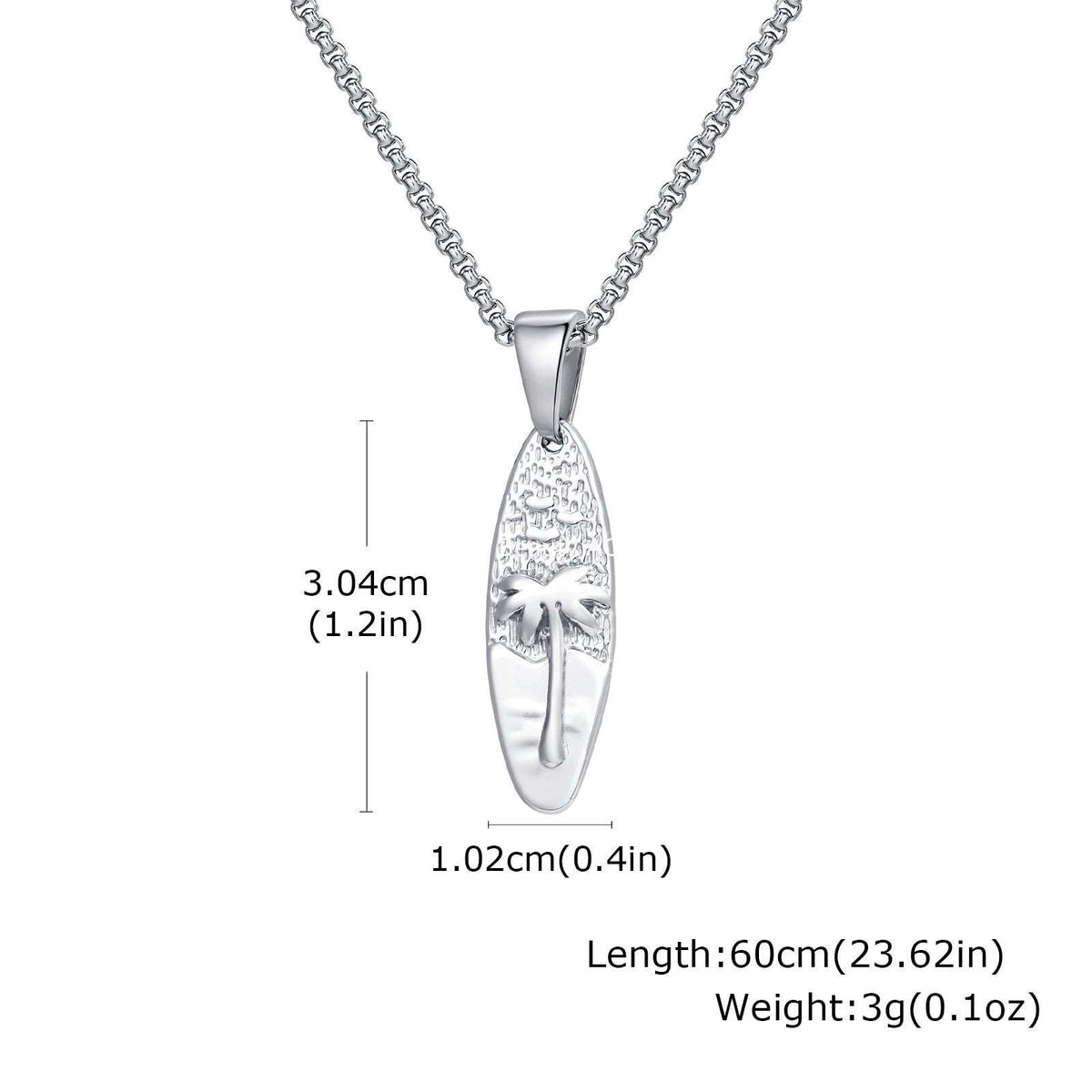 G廠-男士休閒度假風不鏽鋼橢圓椰樹吊墜項鍊 歐美時尚飾品批發「PN-2159」25.10-5