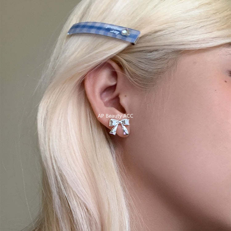 C廠-925銀針小香風蝴蝶結耳釘女精緻百搭韓系ins風耳環高級感秋冬耳飾「EH-4334」25.11-4