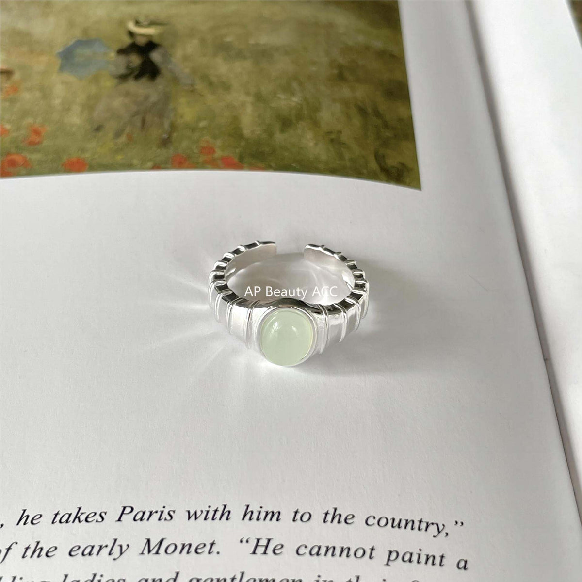 F廠-韓版飾品925純銀橢圓水晶戒指個性小紅書INS戒指指環「J1900」25.12-2