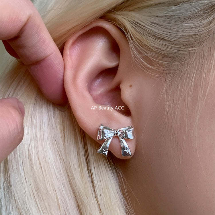C廠-925銀針小香風蝴蝶結耳釘女精緻百搭韓系ins風耳環高級感秋冬耳飾「EH-4334」25.11-4