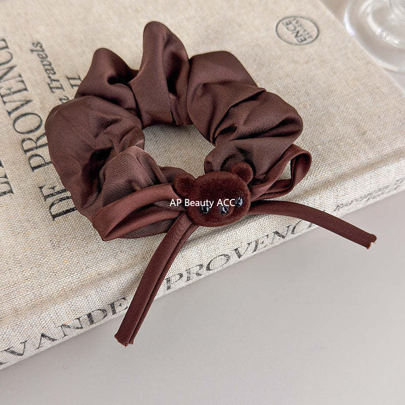 E廠-蝴蝶結小熊大腸髮圈女可愛扎頭髮繩高級感頭花2025新款頭繩髮飾秋「27623」25.11-1