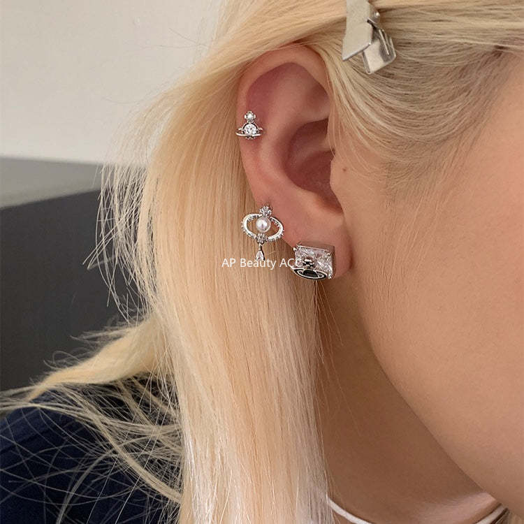 C廠-甜酷風爆閃鋯石星球耳釘鈦合金女高級感個性氣質別針鈦鋼新品耳飾「EH-4347」25.12-1