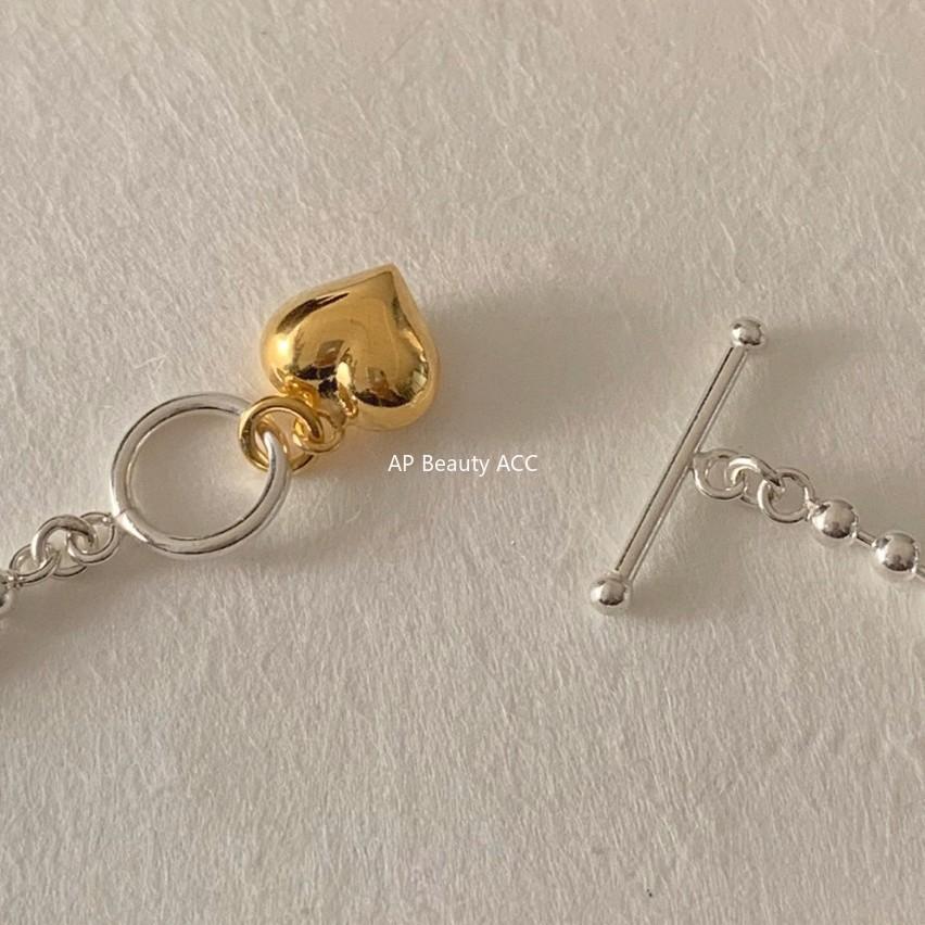 F廠-韓國明星同款S925純銀圓珠愛心簡約光珠鏈手鐲手環手飾「A323」25.11-2