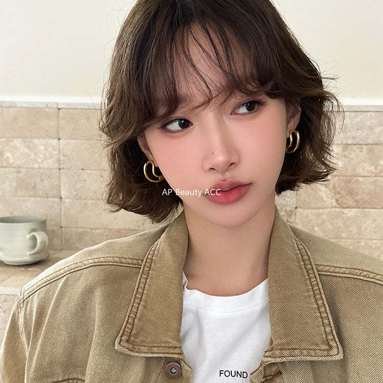 C廠-幾何C形銀針耳釘女時尚設計感高級秋冬耳環日韓時尚個性氣質耳飾「EH-4274」25.11-4