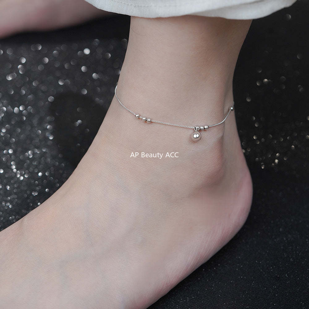 D廠-純銀S925小眾設計轉運珠腳鍊女幾何新中式國風百搭簡約腳鍊批發「YC4635SL_1」25.12-3
