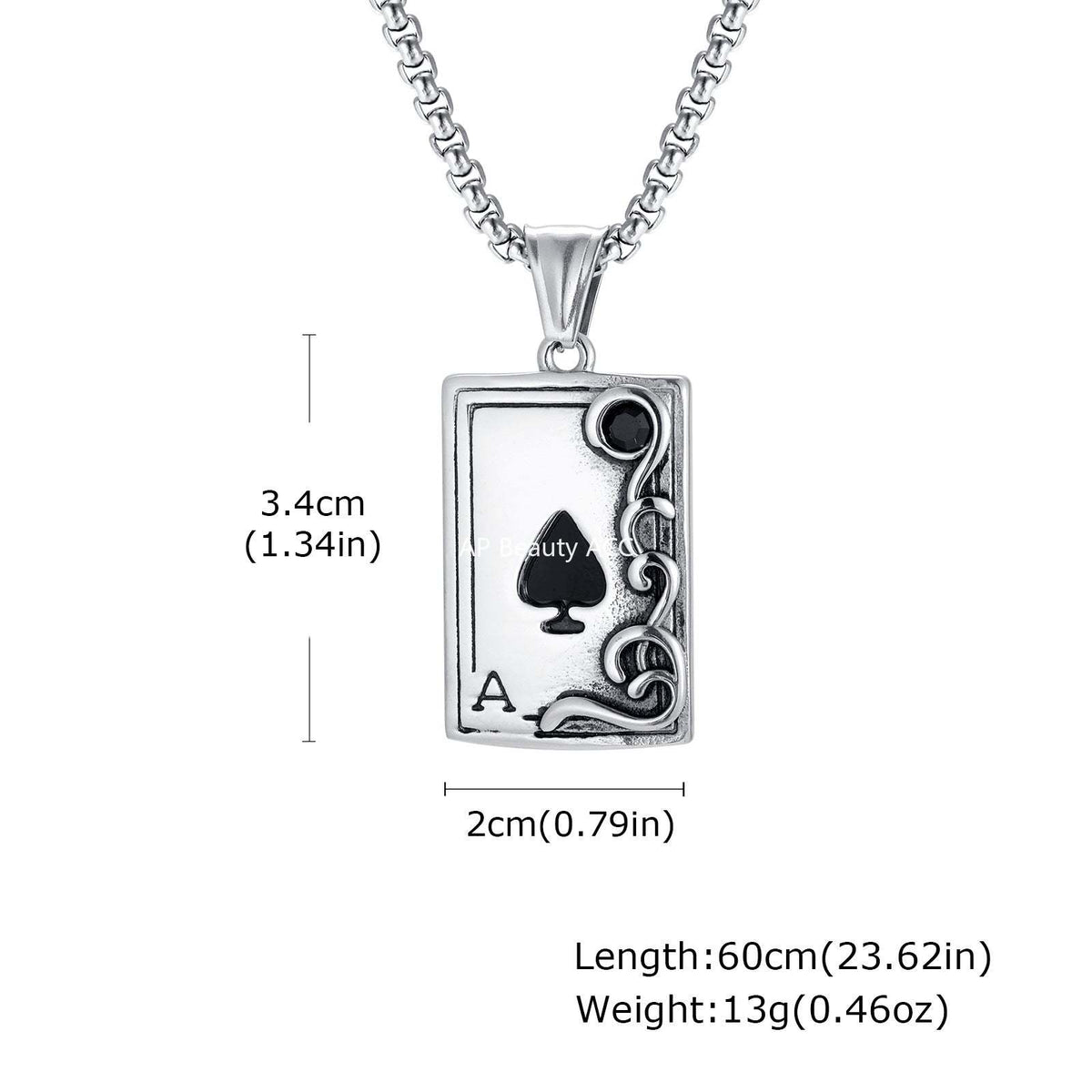 G廠-不鏽鋼撲克吊墜潮嘻哈百搭hiphop蹦迪黑桃A花紋吊墜「PN-2317S」25.12-3
