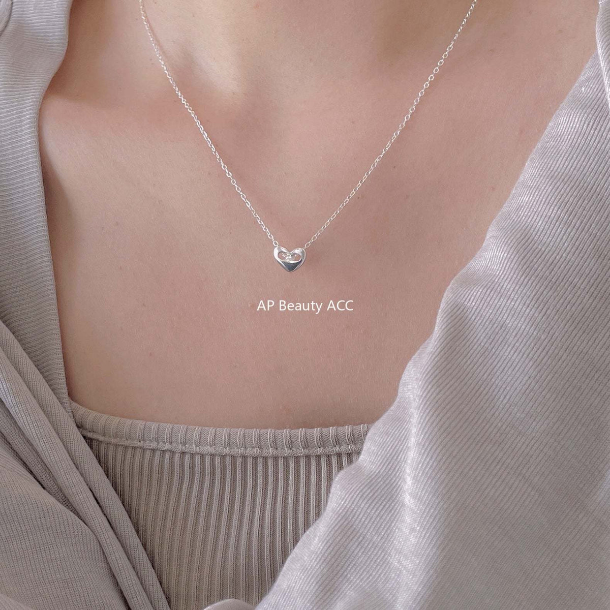 F廠-韓國韓版925純銀愛心簡約項鍊ins網紅抖音小紅書項鍊「B1192」25.12-2