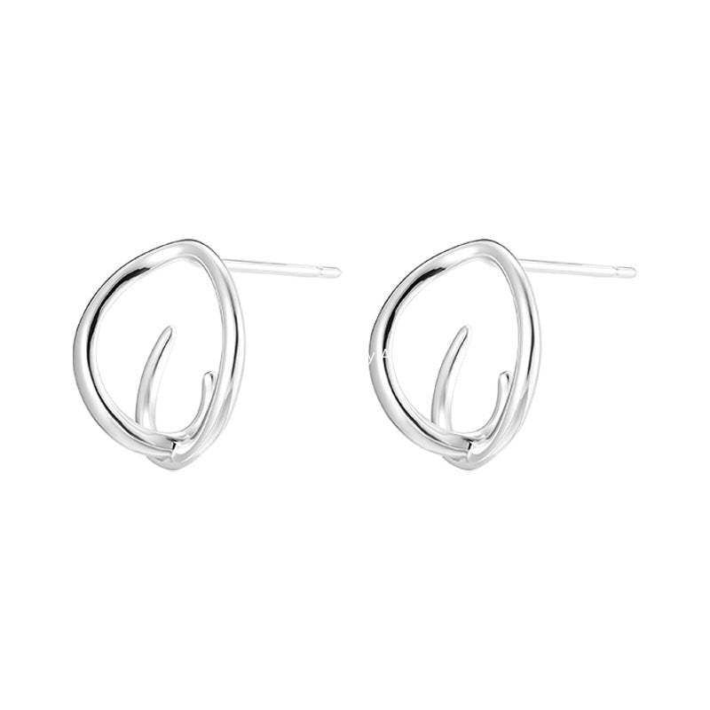C廠-韓版幾何鏤空交織耳釘女ins小眾設計高級感素圈耳環不規則ins耳飾「EH-4410」25.12-1