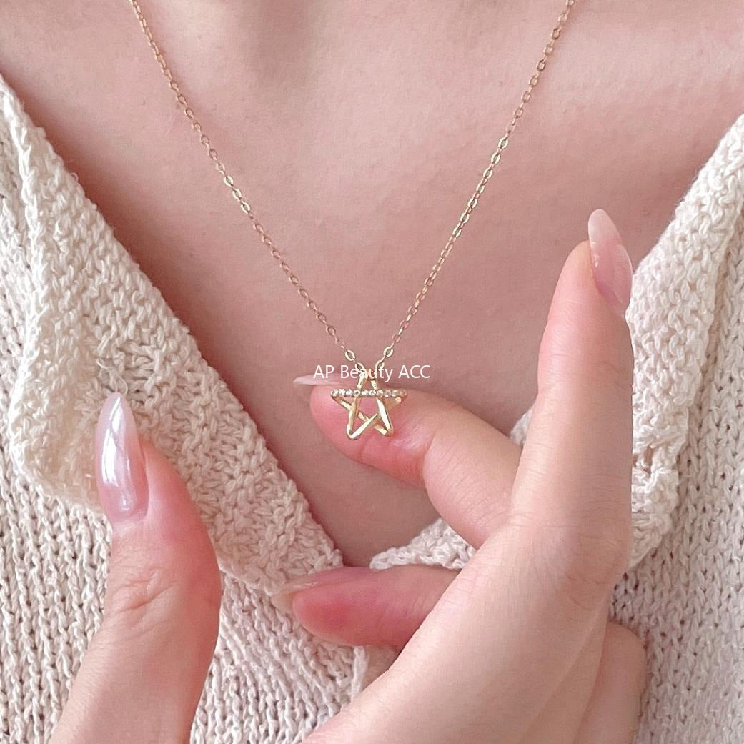 F廠-韓國韓版925純銀鋯石星星項鍊簡約氣質ins小紅書項鍊「B1381」25.11-1