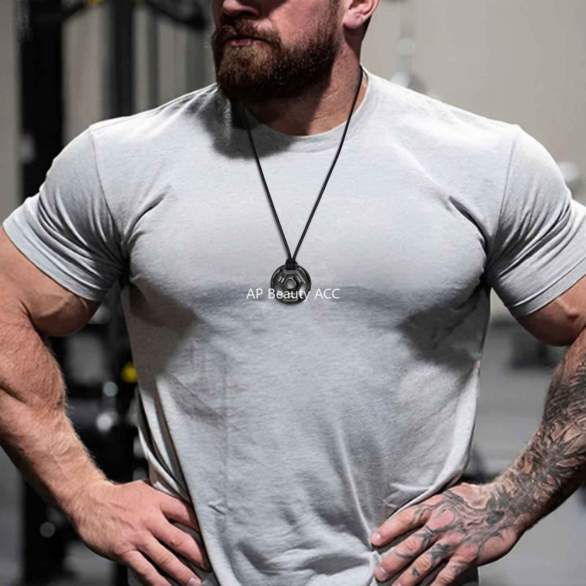 G廠-不鏽鋼歐美健身啞鈴片運動槓鈴吊墜都市極簡風男潮流飾品「PN-1891」25.11-2