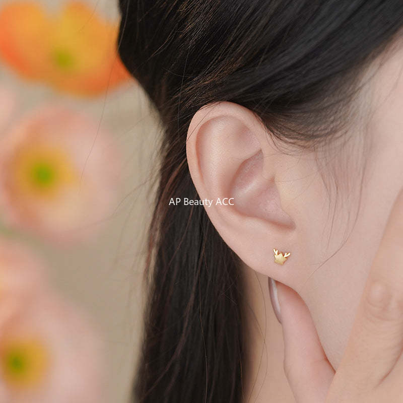 D廠-S999足銀輕奢鹿角星星螺絲耳環女文藝小眾高級感爆款自然耳飾「YC4123E_1」25.11-3